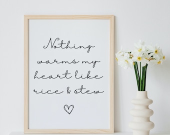A4 Nigerian art kitchen poster, Mother&#39;s Day Gift Wall Art Digital Download, Love jollof rice prints, Instant PDF West African Food Print