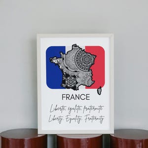 Frankreich Wand Kunst Druck, druckbare Frankreich Karte, Französische Flagge druckbare Kunstwerk, Frankreich Patre