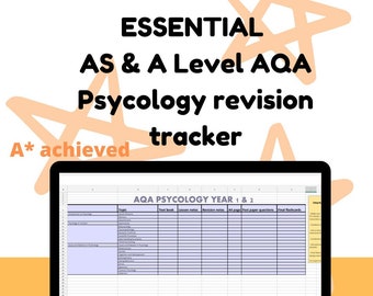 Psicologia A Livello Revisione AQA tracker Excel Modello di studio A*