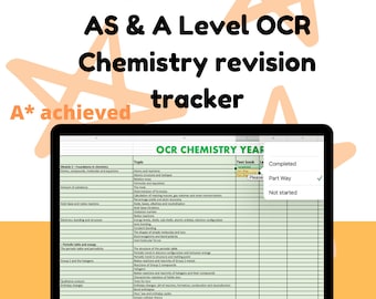 OCR chemistry Alevel revision tracker A* Student college university