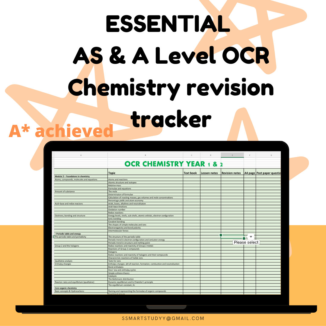 Ocr chemistry alevel revision tracker a student college university etsy