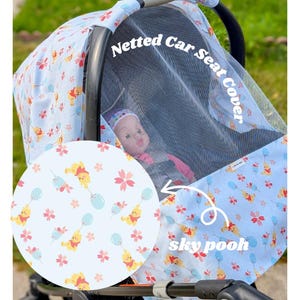 Netted Car Seat Cover Pooh, Canopy, Summer Baby, Babyshower Gift, Newborn, Baby Must Haves, Baby Items, Outdoors, Boy, Girl, Breathable