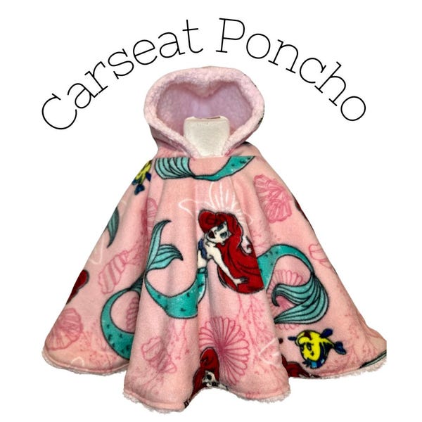 Carseat poncho, Mermaid Butterfly Hooded Poncho, Birthday Gift, Christmas Present, Babyshower gift, Toddler, Preschooler, Winter