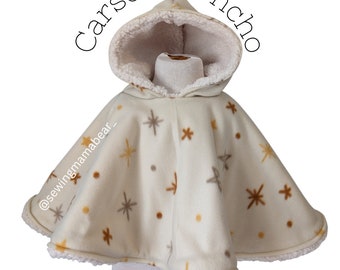 Carseat poncho, Stars Hooded Poncho, Birthday Gift, Christmas Present, Babyshower gift, Toddler, Preschooler, Winter