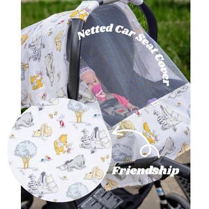 Netted Car Seat Cover Pooh, Canopy, Summer Baby, Babyshower Gift, Newborn, Baby Must Haves, Baby Items, Outdoors, Boy, Girl, Breathable