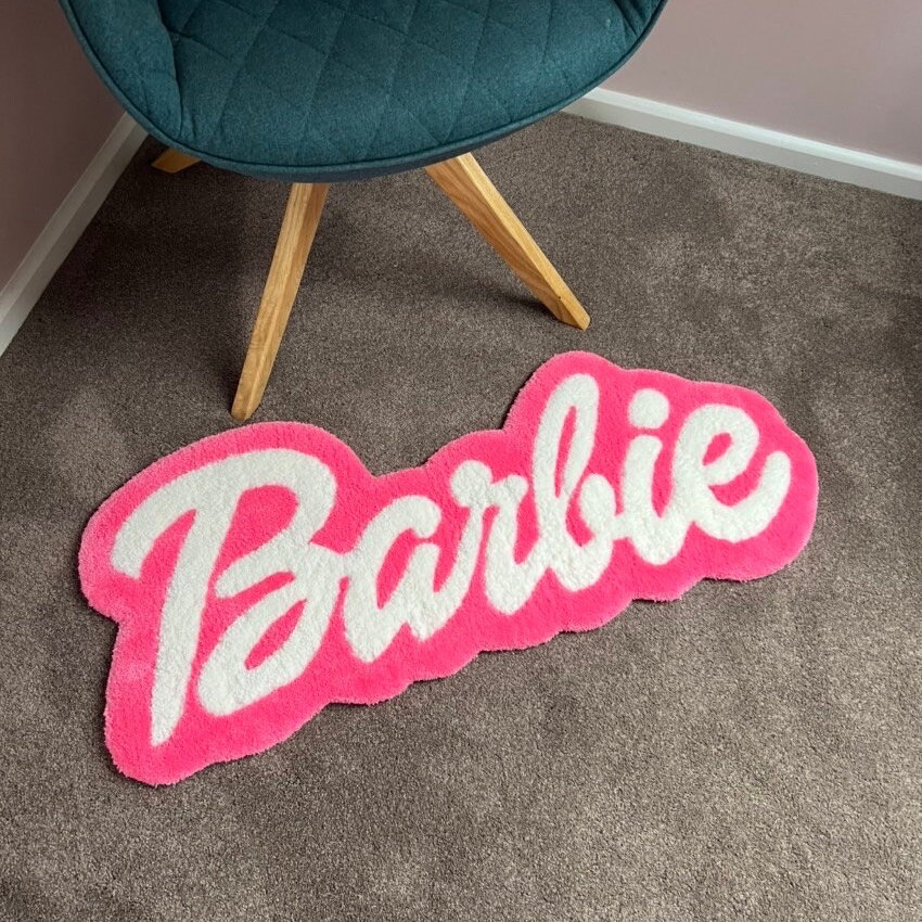 Handmade Barbie Rug Hand Tufted Rug Girls Bedroom Girls Decor Daughters Birthday Present Idea different Barbie Logos Available Etsy