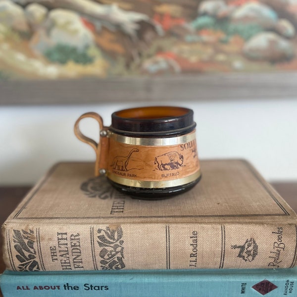 Vintage Souvenir South Dakota Amber Glass Beer Coffee Mug