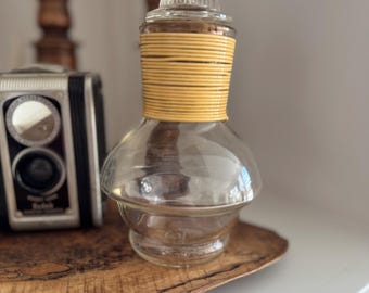 2 Vintage Mckee Hottle Glasbake Clear Glass Bottles With Yellow