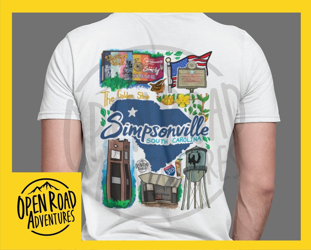 Simpsonville SC One of A Kind Hand Drawn Soft Style Tshirt Clock Tower