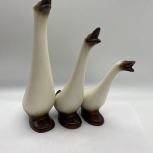 Vintage Howard Pierce California Pottery Geese Family / Set Of 3