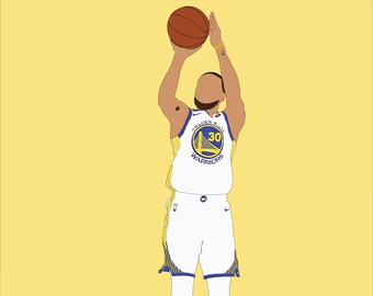 Steph Curry (16" x 20") - steph curry - nba - art - digital art - nba art - nba print - golden state warriors - steph curry art - sports art