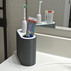 Sleek Single Oral-B Pro 1000 Electric Toothbrush Stand with Toothpaste Holder - Bathroom Accessory