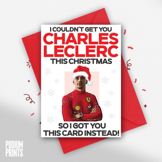 Charles Leclerc Christmas Card - Ferrari Fan Formula 1 Greeting Card