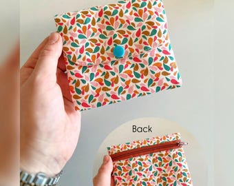 Double sided coin purse zipper pouch wallet