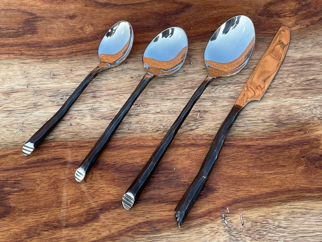 Stainless Steel Table Cutlery,5pcs Set Custom Hand Made Kitchen Wear Anniversary Gift Valentine