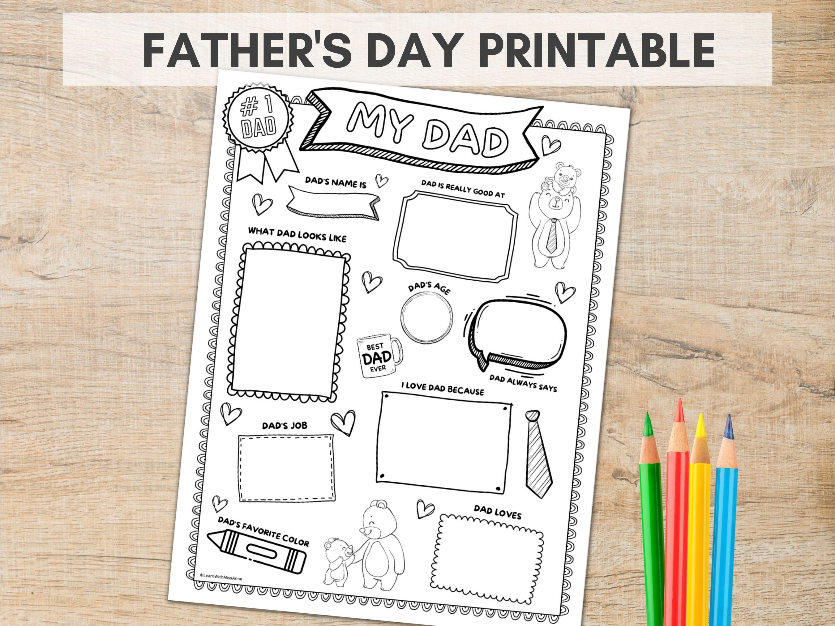 Father's Day Printable All About Dad Sheet Last Minute - Etsy