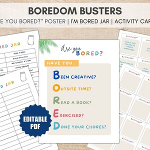 Printable Summer Activities for Kids, Printable Boredom Busters, Editable Summer Fun Sheets, Printable Activities and Games