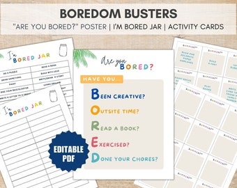 Attività estive stampabili per bambini, Buste contro la noia stampabili, Fogli divertenti estivi modificabili, Attività e giochi stampabili