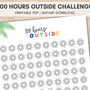Summer Break Activity, 100 Hours Outside Challenge, Summer Activity, Outdoor Play, Summer Challenge