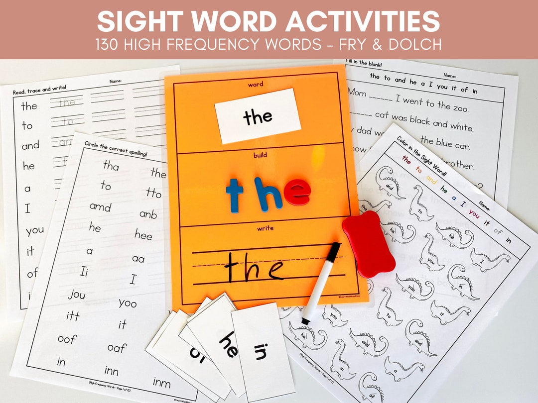 Printable Dolch and Fry Sight Word Activities, 130 High Frequency Words ...