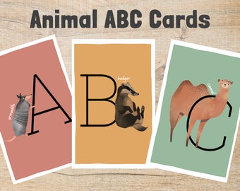 Schede flash con alfabeto prescolare Animali, Imparare l'ABC, Materiali didattici per la scuola materna, Materiali didattici per la scuola materna, Schede flash animali