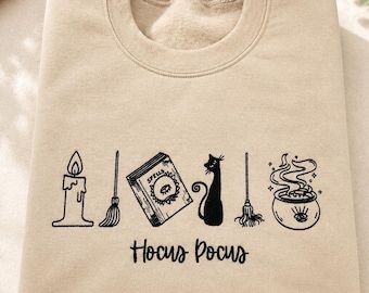 Halloween Sweatshirt, Halloween Shirt, Embroidered Spooky Crewneck