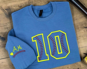 Softball Sweatshirt, Custom Number Crewneck