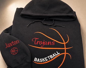Custom Embroidered Basketball Hoodie, Personalized Team Sweatshirt