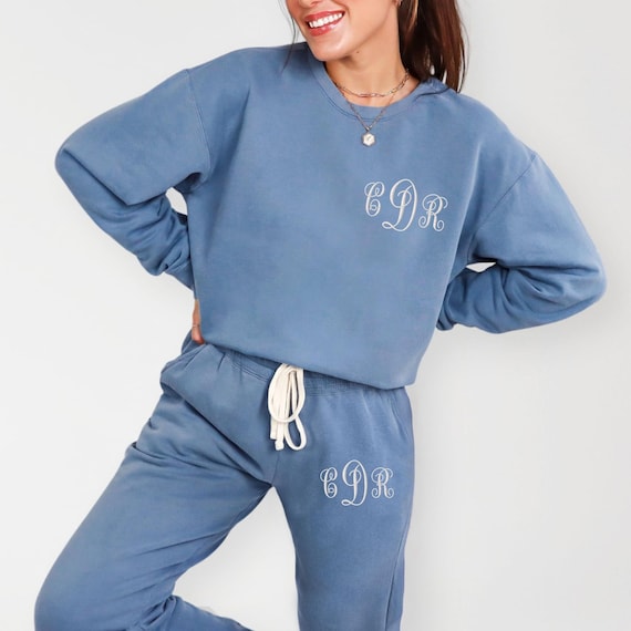 Embroidered Monogram Comfort Colors Set: Custom Joggers & Crewneck