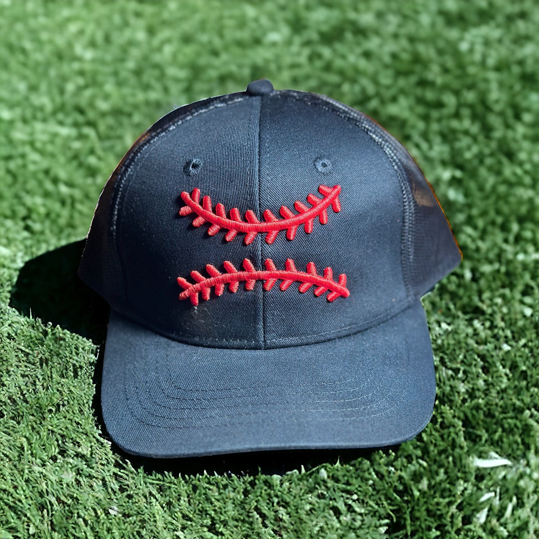 Baseball Laces 3D Puff Embroidery Trucker Hat - Etsy