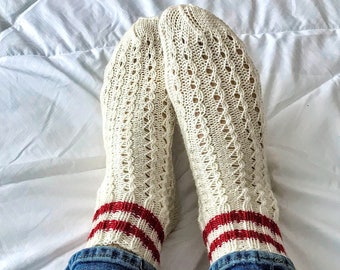 Hand knit alpaca wool socks womens | Handmade white socks | Warm winter socks | Gift for her