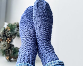 Alpaca Wool Socks Handmade | Wool Socks Hand knitted | Warm Winter Women Socks | Christmas Socks Hygge Gift