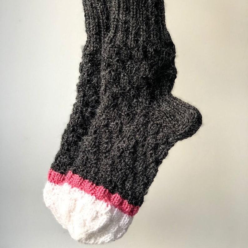 Sticker Wool Sock Included Hand Knitted Alpaca Wool Socks: Grey & White Winter Socks - Etsy