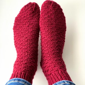 Alpaca Wool Socks Handmade Wool Socks Hand knitted Warm Winter Women Socks Christmas Socks Hygge Gift Red