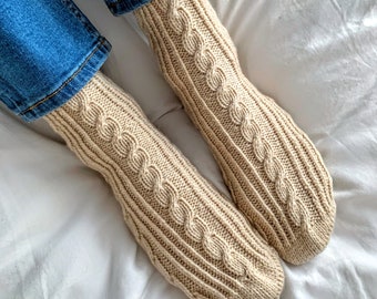 Hand Knit & Warm: Alpaca Wool Socks For Women | Hygge Christmas gift Handmade