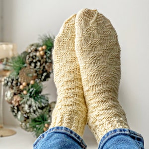 Alpaca Wool Socks Handmade Wool Socks Hand knitted Warm Winter Women Socks Christmas Socks Hygge Gift image 4