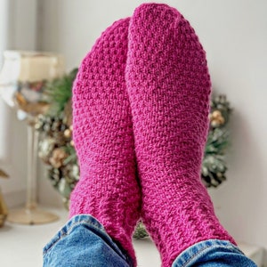 Alpaca Wool Socks Handmade Wool Socks Hand knitted Warm Winter Women Socks Christmas Socks Hygge Gift Pink