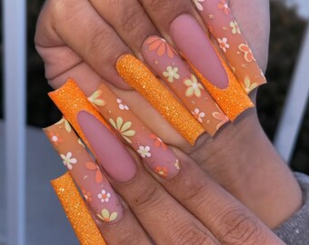 Nude Mismatch Press on Nails Nude Press on Nails Long Nails - Etsy