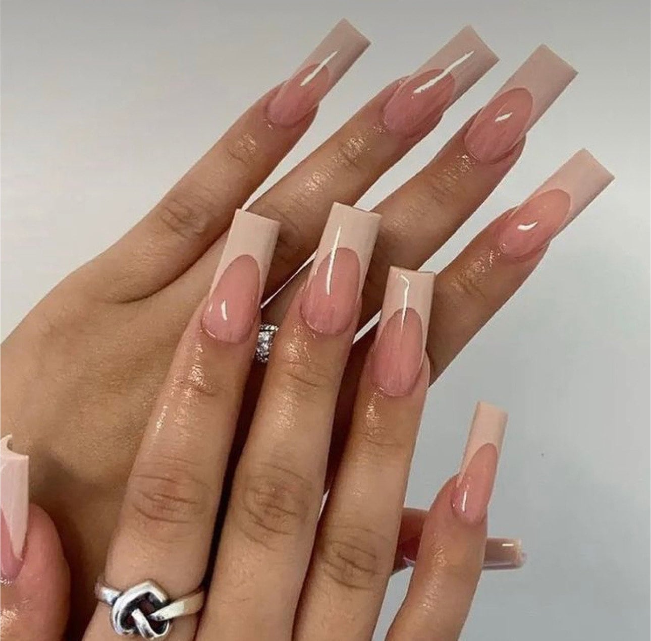 Elegant Nude Nail Satin French Manicure