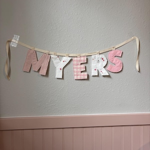 Custom Fabric Name Banner – Quilted Letters | Personalized Nursery Wall Decor