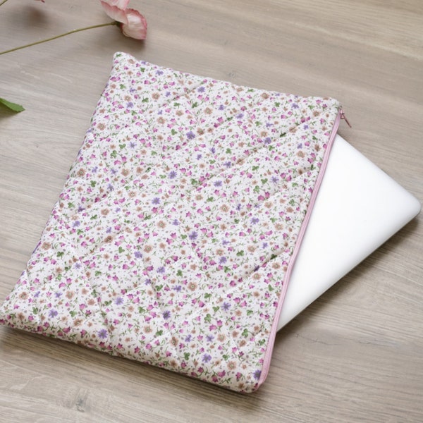 Floral MacBook Sleeve - Handcrafted Fabric Cover for MacBook Pro and Air