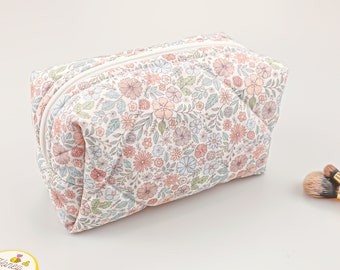 Floral Makeup Bag, Quilted Cotton Cosmetic Bag, Toiletry Bag Women, Travel Bag