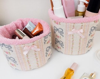 Bow Makeup Organizer - Cotton Cosmetic Baskets