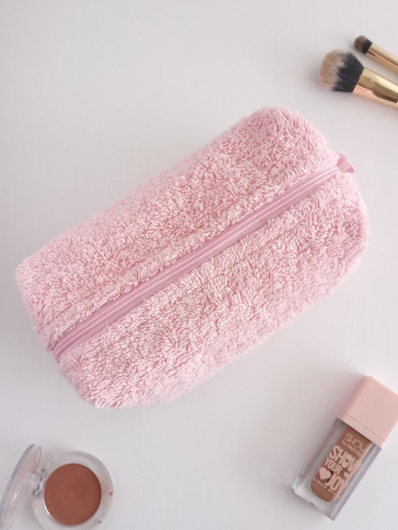 Makeup Bag Terrycloth Towelling Cosmetics Bag Cream Teddy Floral Toiletry  Travel Bag Sherpa Soft 