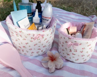 Floral Makeup Organizer Set - Cosmetic Storage Baskets