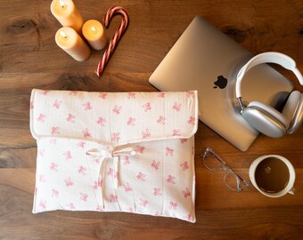 Ribbon MacBook Sleeve - Bow Laptop Sleeve - Aesthetic Macbook Case - Handcrafted Fabric Cover for MacBook Pro&Air -Custom Laptop Case