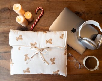 Teddy Bear MacBook Sleeve: Handmade Fabric Laptop Case