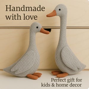 Oie douce faite main - Peluche d&#39;oie en tissu rembourré - Décoration de chambre d&#39;enfant - Cadeau douillet pour enfants et adultes - Inspiré de Waldorf