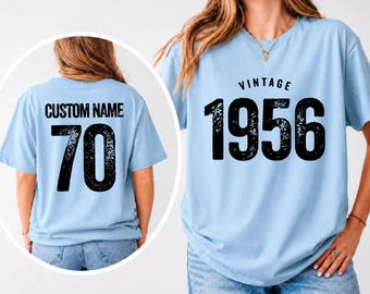 Custom 30th 40th 50th 70th birthday shirt, Sweatshirt, Custom Vintage 1956 Shirt, Personalized Name & Number Tee, Retro Birthday Gift Shirt
