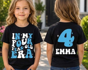 Custom In My 4th 5th 6th Year Old Era Shirt, Personalized Birthday Girl Boy Tee,Custom Name Tee For Kids, Retro Birthday Tee, Birthday Gift,